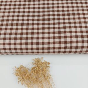 Comprar tela Seersucker Vichy Bicolor Pink Brown 0.7cm