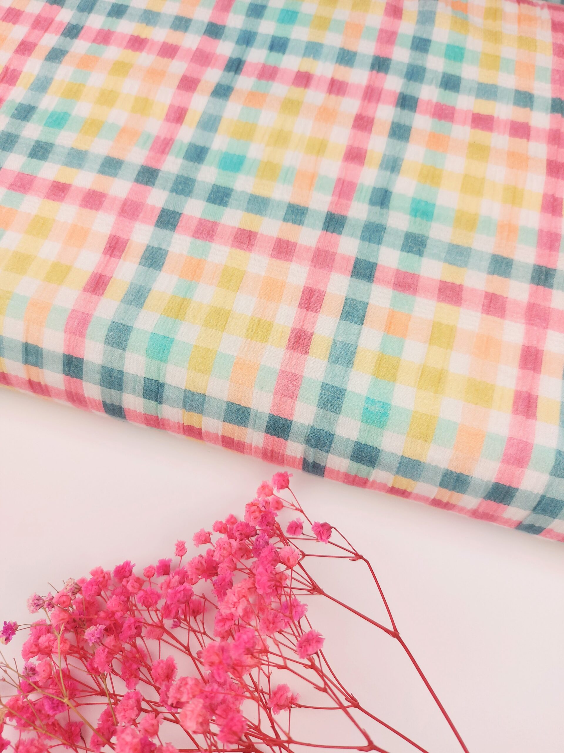🌈Algodón Elastán Vichy Acuarela Summer Picnic🌸 Seersucker 🌈Algodón Elastán Vichy Acuarela Summer Picnic🌸