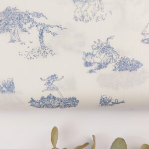Comprar tela 💙 Popelín Infantil Toile de Jouy Dulce Infancia Azul