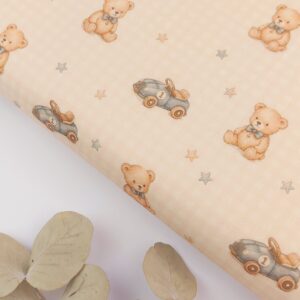 Inicio 🧸 Popelín Infantil Ositos Teddy y Coches Vintage Popelín